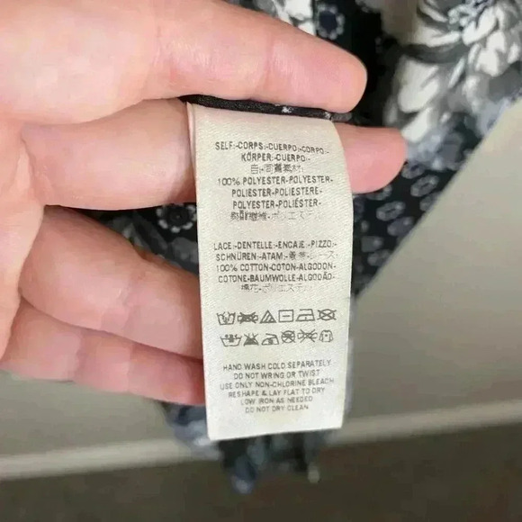 Free People Black Floral Midi Dress Crochet Chest - Picture 8 of 14